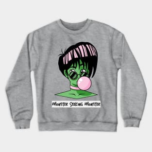 Halloween Frankenstein Girl with Bubblegum Crewneck Sweatshirt